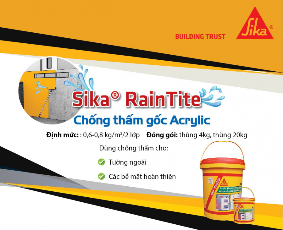 Sơn chống thấm tường ngoài SIKA RAINTITE